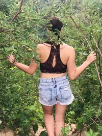 Rear view of woman outdoors