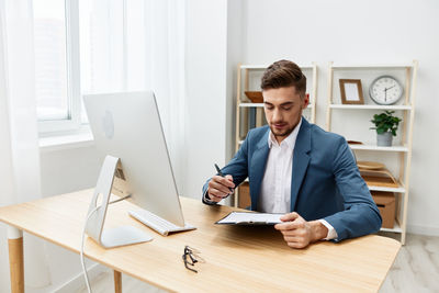 Businessman working at office