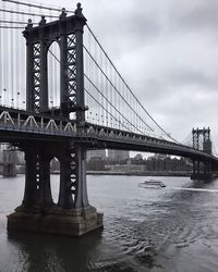 Low angle view of suspension bridge