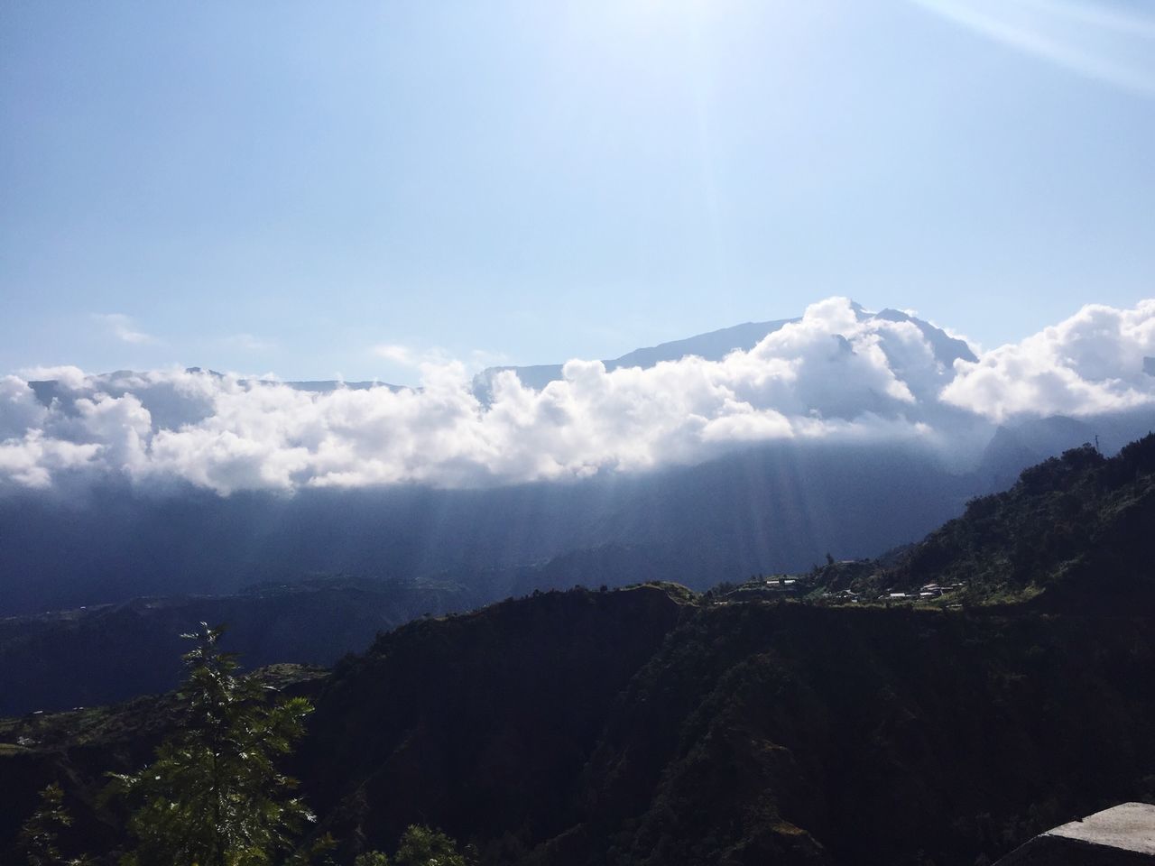 mountain, mountain range, scenics, sky, tranquil scene, beauty in nature, tranquility, landscape, nature, cloud - sky, blue, cloud, idyllic, day, majestic, snowcapped mountain, aerial view, non-urban scene, outdoors, no people