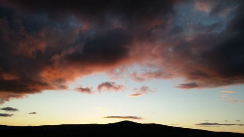 Scenic view of dramatic sky during sunset