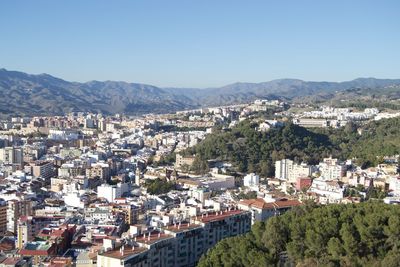 High angle view of townscape against sky