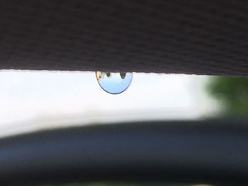 Close-up of water drop against sky