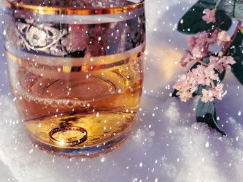 Close-up of wine glass on table