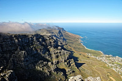 High angle view of sea against sky