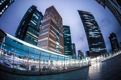 Low angle view of modern buildings in city