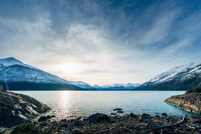 Scenic view of lake against sky