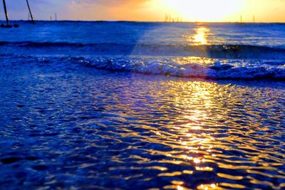 Scenic view of sea during sunset