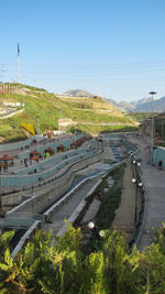 High angle view of city street