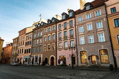 Low angle view of buildings in city