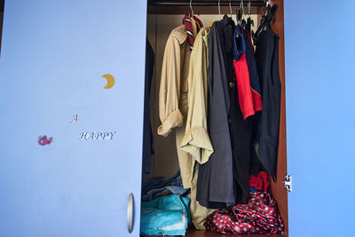 Clothes hanging on wall