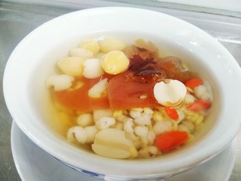 High angle view of breakfast served in bowl