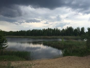 Scenic view of lake against sky