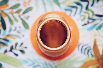 Directly above shot of coffee cup on table