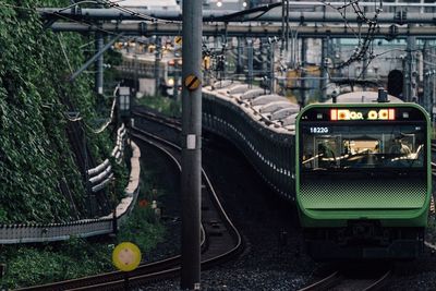 Train on railroad tracks