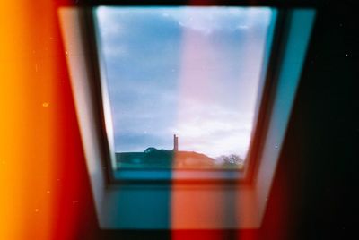 View of city through window
