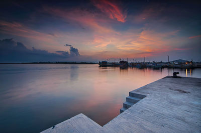 Scenic view of sunset over sea