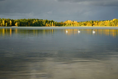 Scenic view of lake against sky