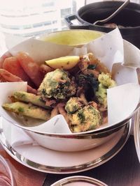 Close-up of food in bowl on table