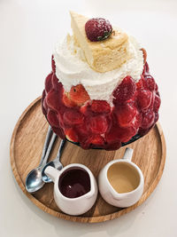 High angle view of ice cream on table