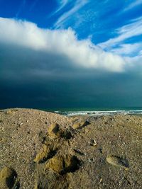 Scenic view of sea against cloudy sky