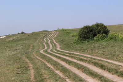 Scenic view of footpath on the top of dover cliffs