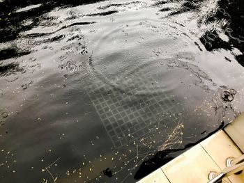 High angle view of wet rippled water