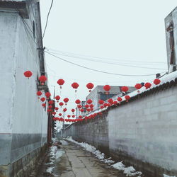 Lanterns hanging against sky