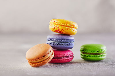 Close-up of macaroons on table