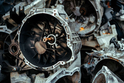 Close-up of abandoned vehicle part