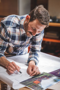 Man working on table