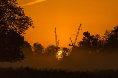 Silhouette trees against sky during sunset