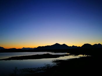 Scenic view of sea against clear sky during sunset