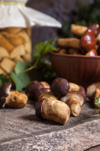 Close-up of food on table