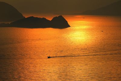 Scenic view of sea at sunset