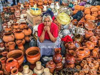 Full frame shot of clothes for sale at market