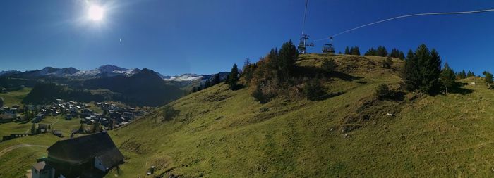 Panoramic view of landscape and mountains against sky