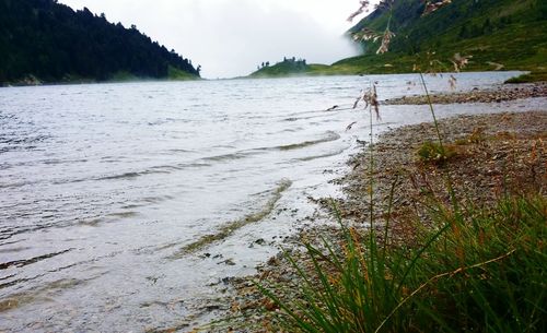 Scenic view of lake against sky