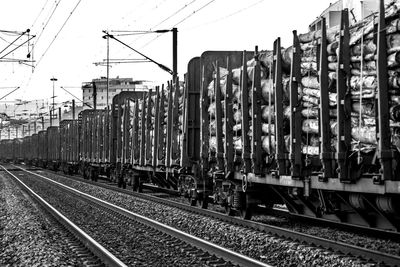 Railroad tracks against clear sky