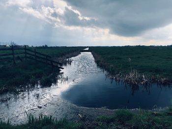 Scenic view of land against sky