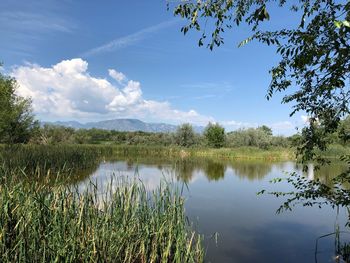 Scenic view of lake against sky