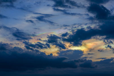 Low angle view of dramatic sky during sunset