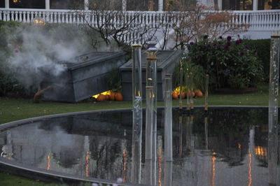 Scenic view of lake against cloudy sky