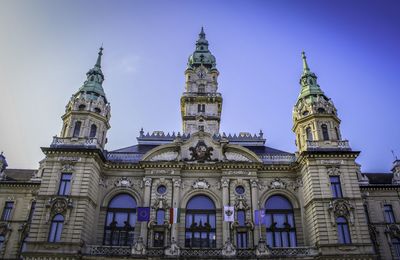 Low angle view of building against clear sky