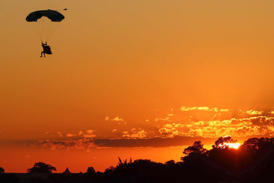 Low angle view of silhouette trees against sky during sunset