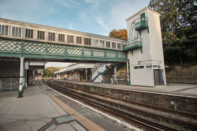 Railroad station platform against sky