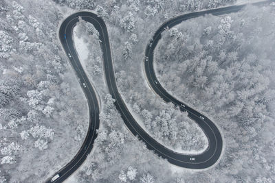 High angle view of chain in snow