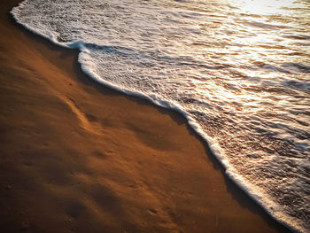 High angle view of surf on beach