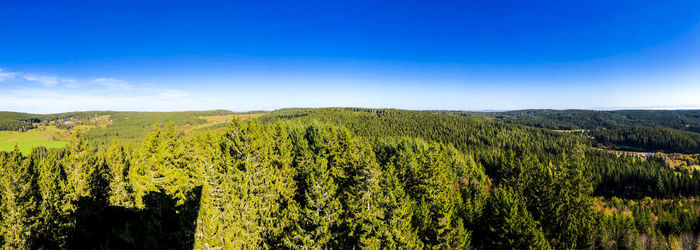 Scenic view of landscape against blue sky
