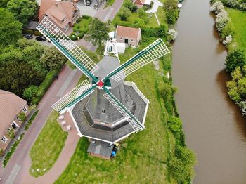 High angle view of buildings in city